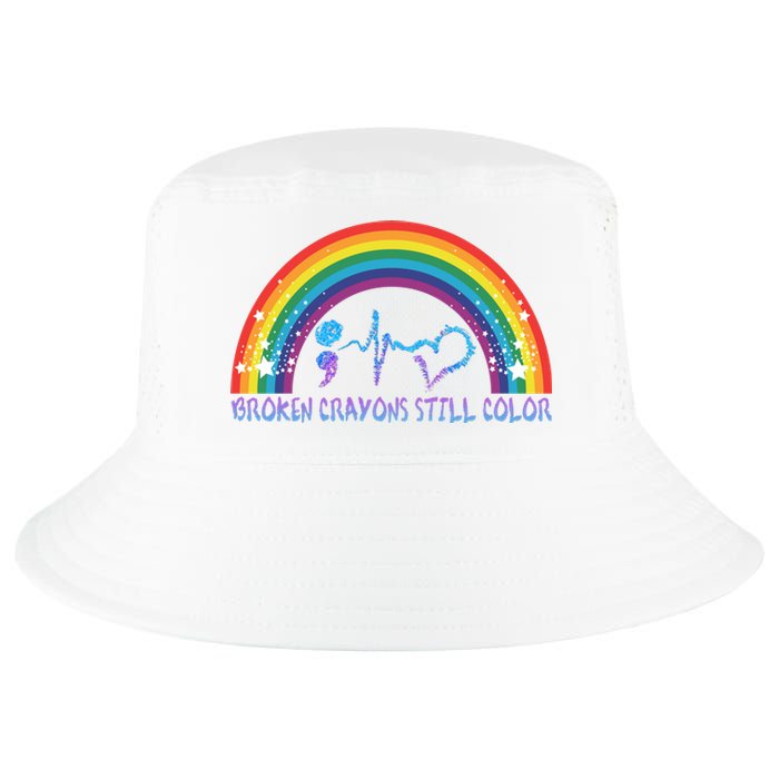 Semicolon Broken Crayons Still Color Suicide Prevention Awareness Cool Comfort Performance Bucket Hat