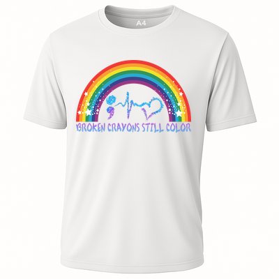 Semicolon Broken Crayons Still Color Suicide Prevention Awareness Performance Shirt