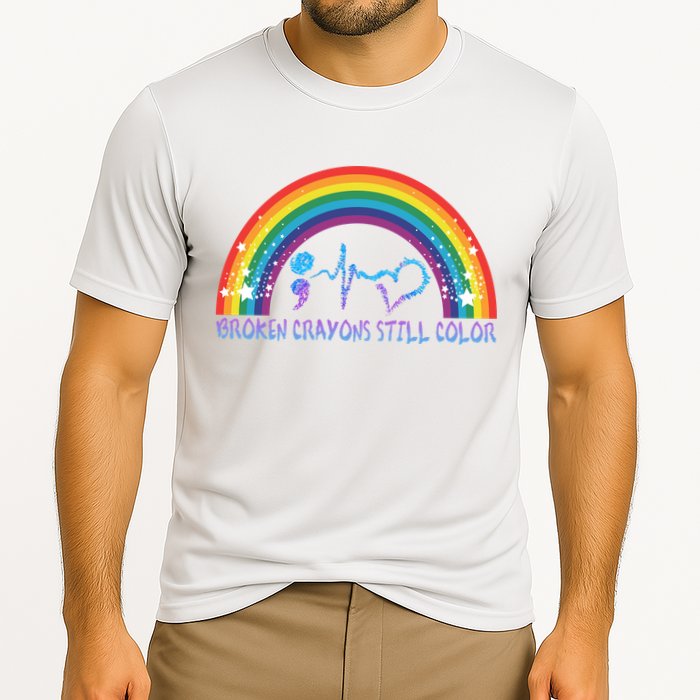 Semicolon Broken Crayons Still Color Suicide Prevention Awareness Performance Shirt