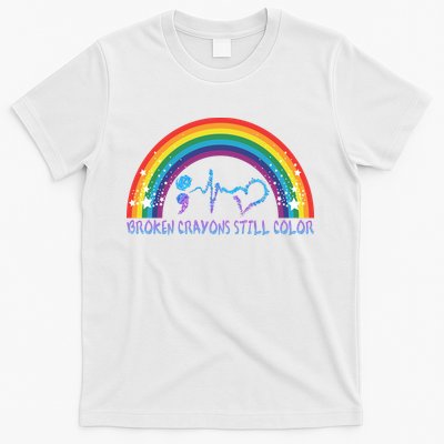 Semicolon Broken Crayons Still Color Suicide Prevention Awareness T-Shirt
