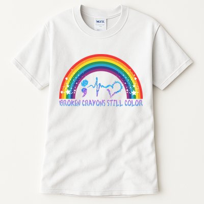 Semicolon Broken Crayons Still Color Suicide Prevention Awareness Tall T-Shirt
