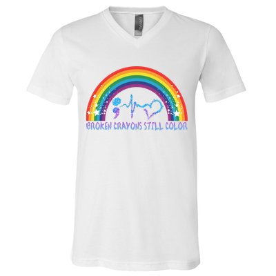 Semicolon Broken Crayons Still Color Suicide Prevention Awareness V-Neck T-Shirt
