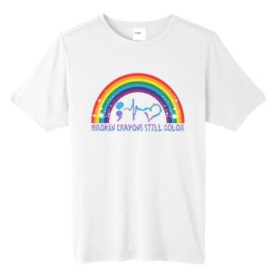 Semicolon Broken Crayons Still Color Suicide Prevention Awareness Tall Fusion ChromaSoft Performance T-Shirt