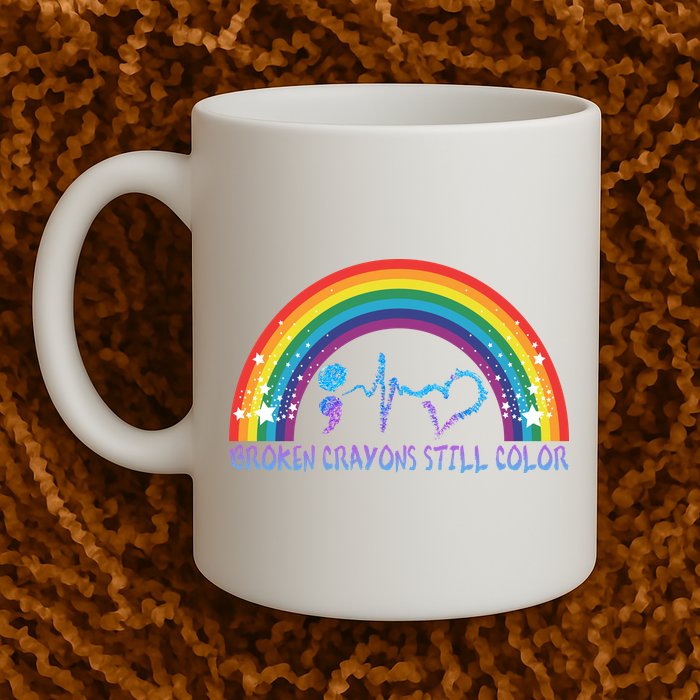 Semicolon Broken Crayons Still Color Suicide Prevention Awareness Mug