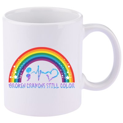 Semicolon Broken Crayons Still Color Suicide Prevention Awareness 11oz C Handle Ceramic Mug
