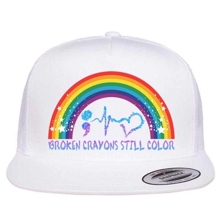 Semicolon Broken Crayons Still Color Suicide Prevention Awareness Flat Bill Trucker Hat