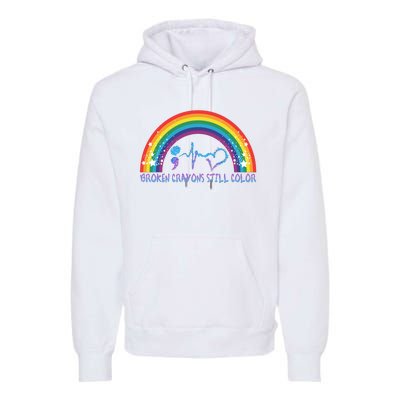 Semicolon Broken Crayons Still Color Suicide Prevention Awareness Premium Hoodie