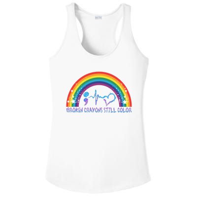 Semicolon Broken Crayons Still Color Suicide Prevention Awareness Ladies PosiCharge Competitor Racerback Tank