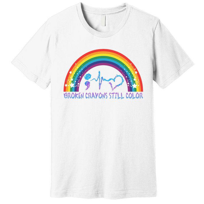 Semicolon Broken Crayons Still Color Suicide Prevention Awareness Premium T-Shirt