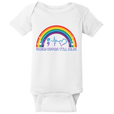 Semicolon Broken Crayons Still Color Suicide Prevention Awareness Baby Bodysuit