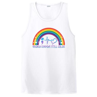 Semicolon Broken Crayons Still Color Suicide Prevention Awareness PosiCharge Competitor Tank