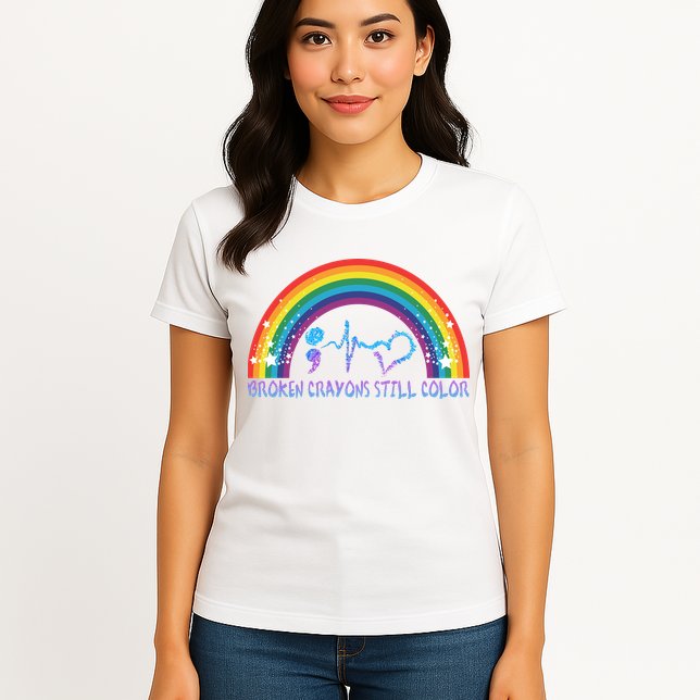 Semicolon Broken Crayons Still Color Suicide Prevention Awareness Womens T-Shirt