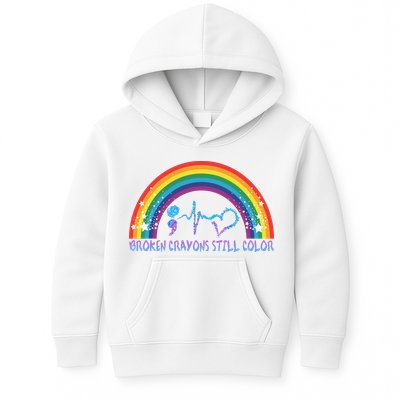 Semicolon Broken Crayons Still Color Suicide Prevention Awareness Kids Hoodie