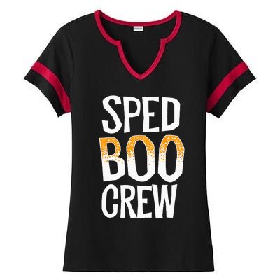 Sped Boo Crew Teacher Special Education Ed School Halloween Ladies Halftime Notch Neck Tee