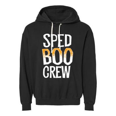 Sped Boo Crew Teacher Special Education Ed School Halloween Garment-Dyed Fleece Hoodie