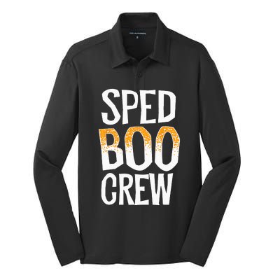 Sped Boo Crew Teacher Special Education Ed School Halloween Silk Touch Performance Long Sleeve Polo