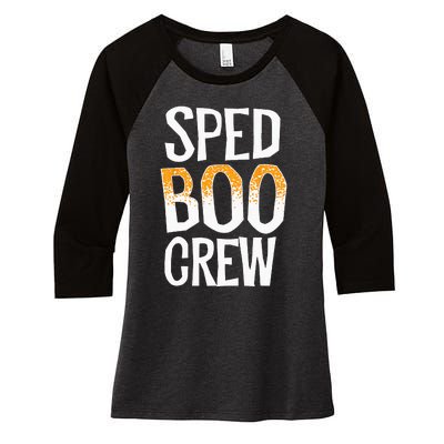 Sped Boo Crew Teacher Special Education Ed School Halloween Women's Tri-Blend 3/4-Sleeve Raglan Shirt