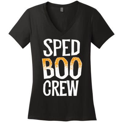 Sped Boo Crew Teacher Special Education Ed School Halloween Women's V-Neck T-Shirt