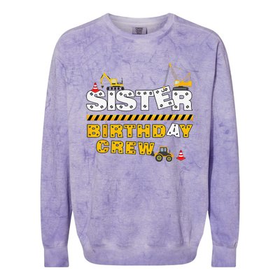 Sister Birthday Crew Construction Family Birthday Party Colorblast Crewneck Sweatshirt