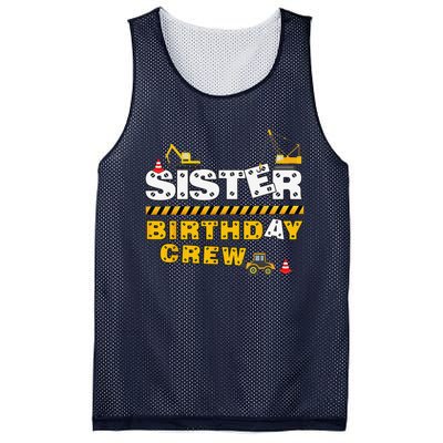 Sister Birthday Crew Construction Family Birthday Party Mesh Reversible Basketball Jersey Tank