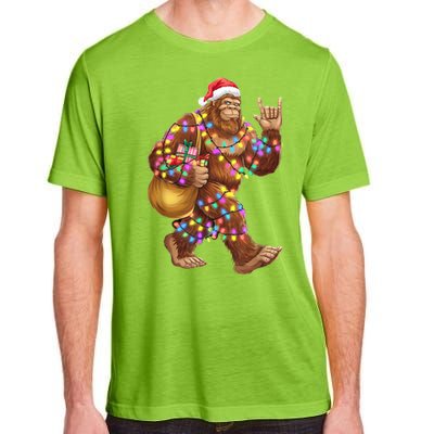 Santa Bigfoot Christmas Lights Rock Funny Sasquatch Believe Adult ChromaSoft Performance T-Shirt