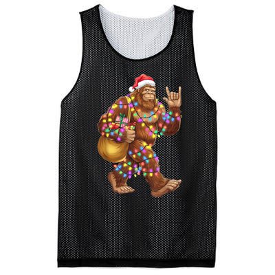 Santa Bigfoot Christmas Lights Rock Funny Sasquatch Believe Mesh Reversible Basketball Jersey Tank