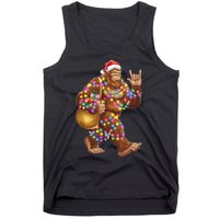 Santa Bigfoot Christmas Lights Rock Funny Sasquatch Believe Tank Top