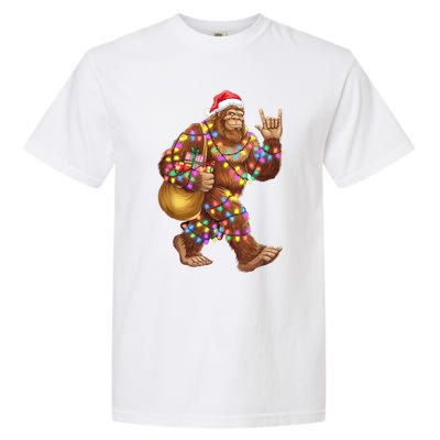 Santa Bigfoot Christmas Lights Rock Funny Sasquatch Believe Garment-Dyed Heavyweight T-Shirt