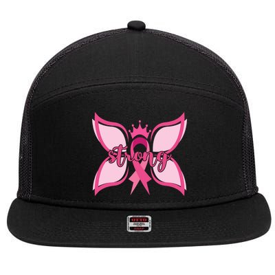 Strong Breast Cancer Awareness Butterfly 7 Panel Mesh Trucker Snapback Hat