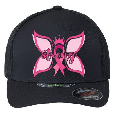 Strong Breast Cancer Awareness Butterfly Flexfit Unipanel Trucker Cap