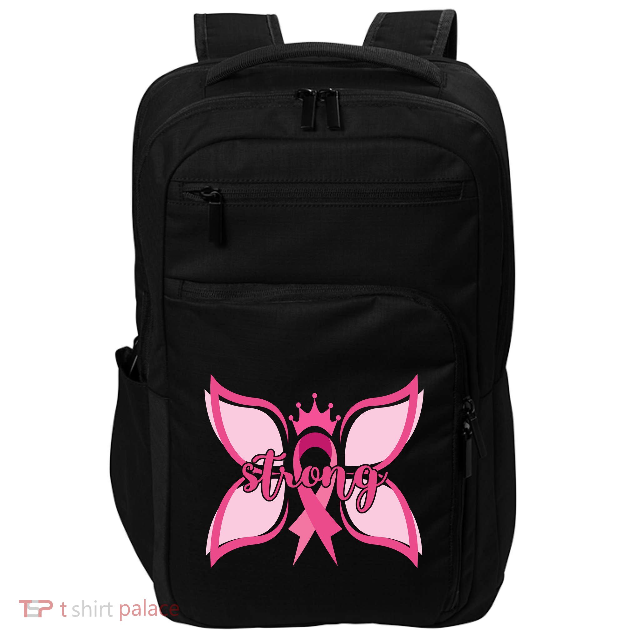 Strong Breast Cancer Awareness Butterfly Impact Tech Backpack