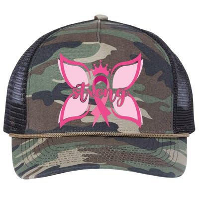 Strong Breast Cancer Awareness Butterfly Retro Rope Trucker Hat Cap