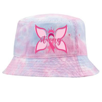 Strong Breast Cancer Awareness Butterfly Tie-Dyed Bucket Hat