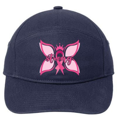 Strong Breast Cancer Awareness Butterfly 7-Panel Snapback Hat