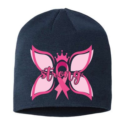 Strong Breast Cancer Awareness Butterfly Sustainable Beanie