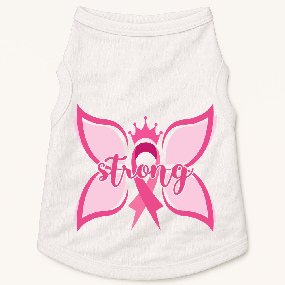 Strong Breast Cancer Awareness Butterfly Doggie Tank