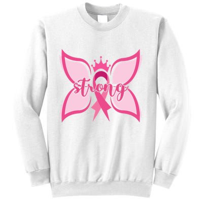 Strong Breast Cancer Awareness Butterfly Sweatshirt