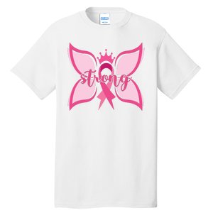 Strong Breast Cancer Awareness Butterfly Tall T-Shirt