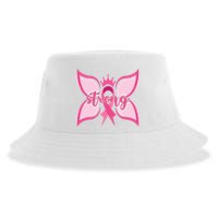 Strong Breast Cancer Awareness Butterfly Sustainable Bucket Hat