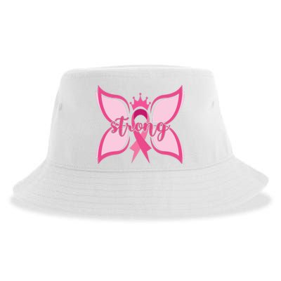 Strong Breast Cancer Awareness Butterfly Sustainable Bucket Hat