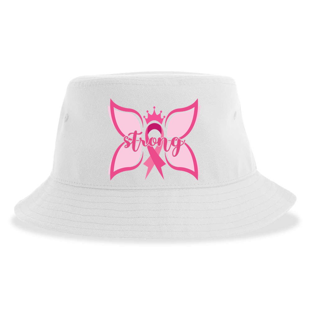 Strong Breast Cancer Awareness Butterfly Sustainable Bucket Hat