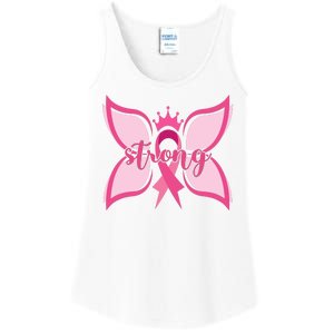 Strong Breast Cancer Awareness Butterfly Ladies Essential Tank