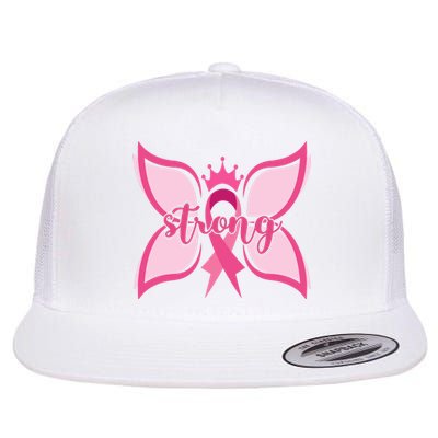 Strong Breast Cancer Awareness Butterfly Flat Bill Trucker Hat