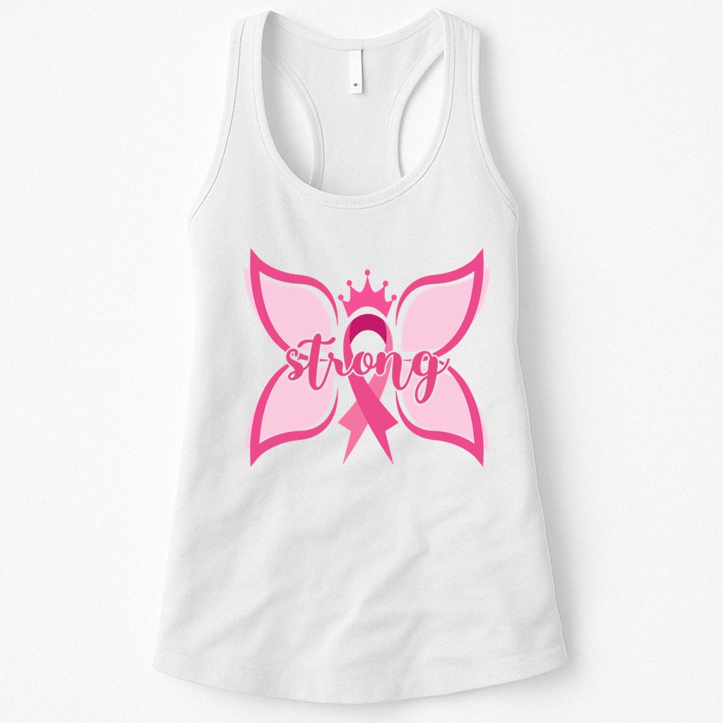 Strong Breast Cancer Awareness Butterfly Womens Tank Top