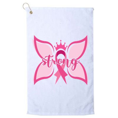 Strong Breast Cancer Awareness Butterfly Golf Towel