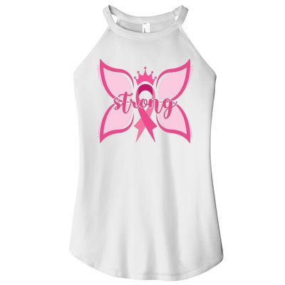 Strong Breast Cancer Awareness Butterfly Women’s Perfect Tri Rocker Tank