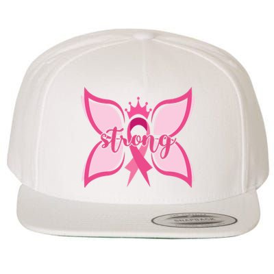 Strong Breast Cancer Awareness Butterfly Wool Snapback Cap