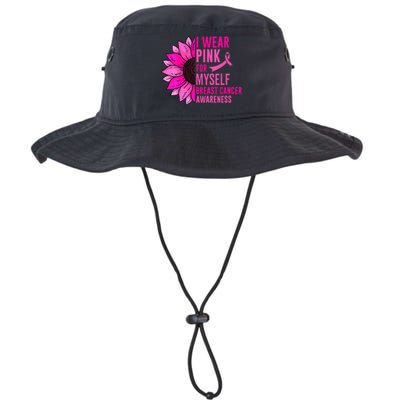 Sunflower Breast Cancer Awareness Ribbon In October Legacy Cool Fit Booney Bucket Hat