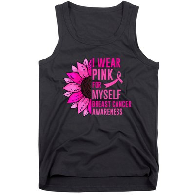 Sunflower Breast Cancer Awareness Ribbon In October Tank Top