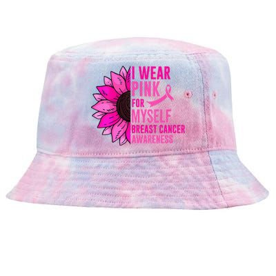 Sunflower Breast Cancer Awareness Ribbon In October Tie-Dyed Bucket Hat